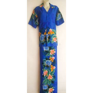 Vintage Women's Blue Hawaii Sportswear 2 Piece Shirt & Wraparound Skirt SZ LG